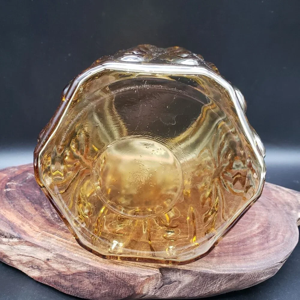 Vintage Federal Glass Show Off Amber Large Canister w Lid 8 7/8”